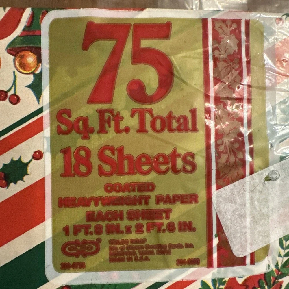 Lot‎ Of Vtg Retro Christmas Wrapping Paper 18 Sheets 9 Fun Patterns! Sealed 75sf